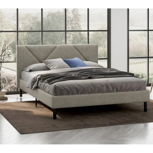 Calitri Frans tweepersoonsbed, Gestoffeerd stoffen bed met hoofdbord, Houten lattenbodem, geschikt voor matras 140×190, Duifgrijs Calitri Frans tweepersoonsbed, Gestoffeerd stoffen bed met hoofdbord, Houten lattenbodem, geschikt voor matras 140×190, Duifgrijs
