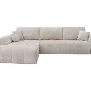 Linkse hoekslaapbank express converteerbaar in beige chenillestof – Matras 13 cm BRIVANO Linkse hoekslaapbank express converteerbaar in beige chenillestof – Matras 13 cm BRIVANO