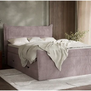 Boxspringbed met hoofdbord + matras + dekmatras – 140×200 cm – paars – PELINO