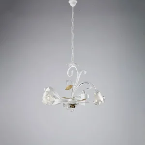 Cesto Lustre Shabby en fer laqué blanc 3 lumières 104 d.59 BL274-3-BCO