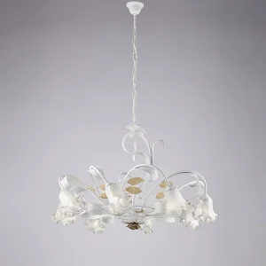 Cesto Lustre Shabby en fer laqué blanc 8 lumières 112 d.85 BL274-8-BCO