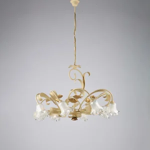 Cesto Lustre en fer laqué décapé ivoire 8 lumières 112 d.85 BL274-8-AV