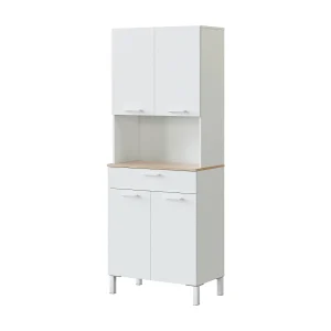 Dmora Dressoir Chandler 40x186h cm Wit 3 Planken, 1 Lade, Deur Openend Dmora Dressoir Chandler 40x186h cm Wit 3 Planken, 1 Lade, Deur Openend