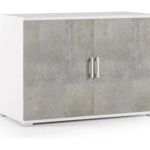 Dmora Multifunctionele Kast 2 Deuren Bucaneve 45x66h cm Grijs Cement, 1 Legplank, Gemaakt in Italië