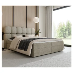 Boxspring SOFTI II 140×200 cm Beige met 2 opbergboxen en topper Boxspring SOFTI II 140×200 cm Beige met 2 opbergboxen en topper