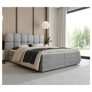 Boxspring SOFTI II 160×200 cm Lichtgrijs met 2 opbergboxen en topper Boxspring SOFTI II 160×200 cm Lichtgrijs met 2 opbergboxen en topper