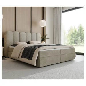 Boxspring SOFTI 160×200 cm Beige met 2 opbergboxen en topper