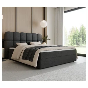 Boxspring SOFTI II 180×200 cm Donkergrijs met 2 opbergboxen en topper Boxspring SOFTI II 180×200 cm Donkergrijs met 2 opbergboxen en topper