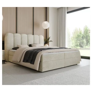 Boxspring SOFTI 140×200 cm Crème met 2 opbergboxen en topper
