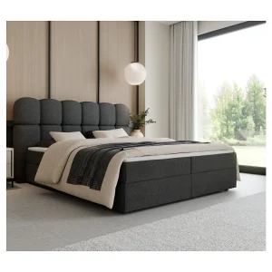 Boxspring SOFTI II 160×200 cm Donkergrijs met 2 opbergboxen en topper Boxspring SOFTI II 160×200 cm Donkergrijs met 2 opbergboxen en topper