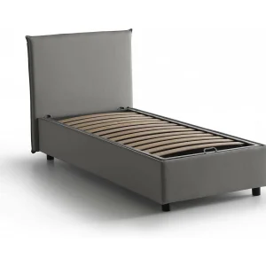Talamo Italia Eenpersoonsbed Bruna Grijs Verwijderbare Opbergruimte, Matrasmaat 80×190 cm Made in Italy