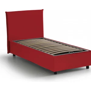 Talamo Italia Eenpersoonsbed Candida Rood, Afneembaar Met Opbergruimte, Matrasmaat 80×190 cm, Made in Italy