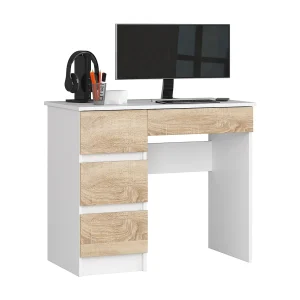 Bureau Links A-7 / Computerbureau / Computer Tafel / Bureautafel Links / Wit – Sonoma Eik/ 90 x 77 x 50 cm Bureau Links A-7 / Computerbureau / Computer Tafel / Bureautafel Links / Wit – Sonoma Eik/ 90 x 77 x 50 cm