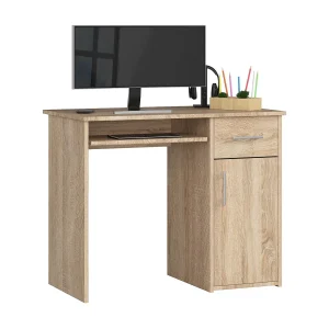 Bureau Sonoma Eiken met Uitneembaar Toetsenbordblad – 1 Lade en 1 Deur, 90cm Breed x 74cm Hoog x 50cm Diep, ABS Randafwerking, Zelfmontage, Klassiek Meubelontwerp Bureau Sonoma Eiken met Uitneembaar Toetsenbordblad – 1 Lade en 1 Deur, 90cm Breed x 74cm Hoog x 50cm Diep, ABS Randafwerking, Zelfmontage, Klassiek Meubelontwerp