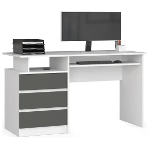 Bureau Set Grafiet Wit – 135cm met 3 Lades en Uitschuifbaar Toetsenplank Plateau Bureau Set Grafiet Wit – 135cm met 3 Lades en Uitschuifbaar Toetsenplank Plateau