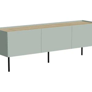 Calanna tv-meubel, één legplank, 150x40x52h cm groen, 3 vakken, 3 deuren Calanna tv-meubel, één legplank, 150x40x52h cm groen, 3 vakken, 3 deuren