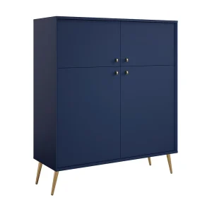 Buffetkast hoog design AZURÉA – 2 openslaande deuren – Diepblauw – 105x122x41 cm Buffetkast hoog design AZURÉA – 2 openslaande deuren – Diepblauw – 105x122x41 cm