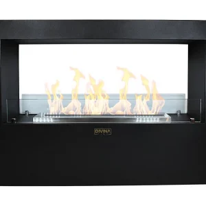 Cheminée au bioéthanol sur pied pour intérieur et extérieur Giotto S Noir 100x30x70 Cheminée au bioéthanol sur pied pour intérieur et extérieur Giotto S Noir 100x30x70