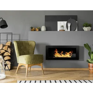 Cheminée bioéthanol murale ou encastrable Livorno Nero L 90 x P 12 x H 40 avec vitre Cheminée bioéthanol murale ou encastrable Livorno Nero L 90 x P 12 x H 40 avec vitre