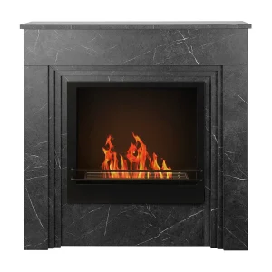 Cheminée au bioéthanol au sol BELLINI en bois effet marbre noir Fabriqué en Italie L96 x P35 x H96 Cheminée au bioéthanol au sol BELLINI en bois effet marbre noir Fabriqué en Italie L96 x P35 x H96