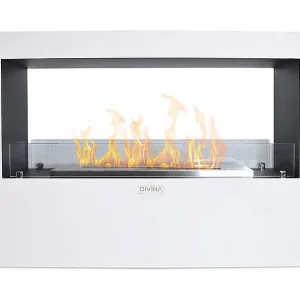 Cheminée au bioéthanol sur pied pour intérieur et extérieur Giotto S Blanc 100x30x70 Cheminée au bioéthanol sur pied pour intérieur et extérieur Giotto S Blanc 100x30x70
