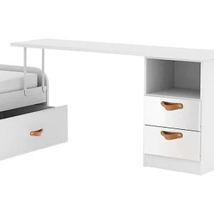 Bureau + ladekast spaanplaat wit leer 76,5x202x45cm Bureau + ladekast spaanplaat wit leer 76,5x202x45cm