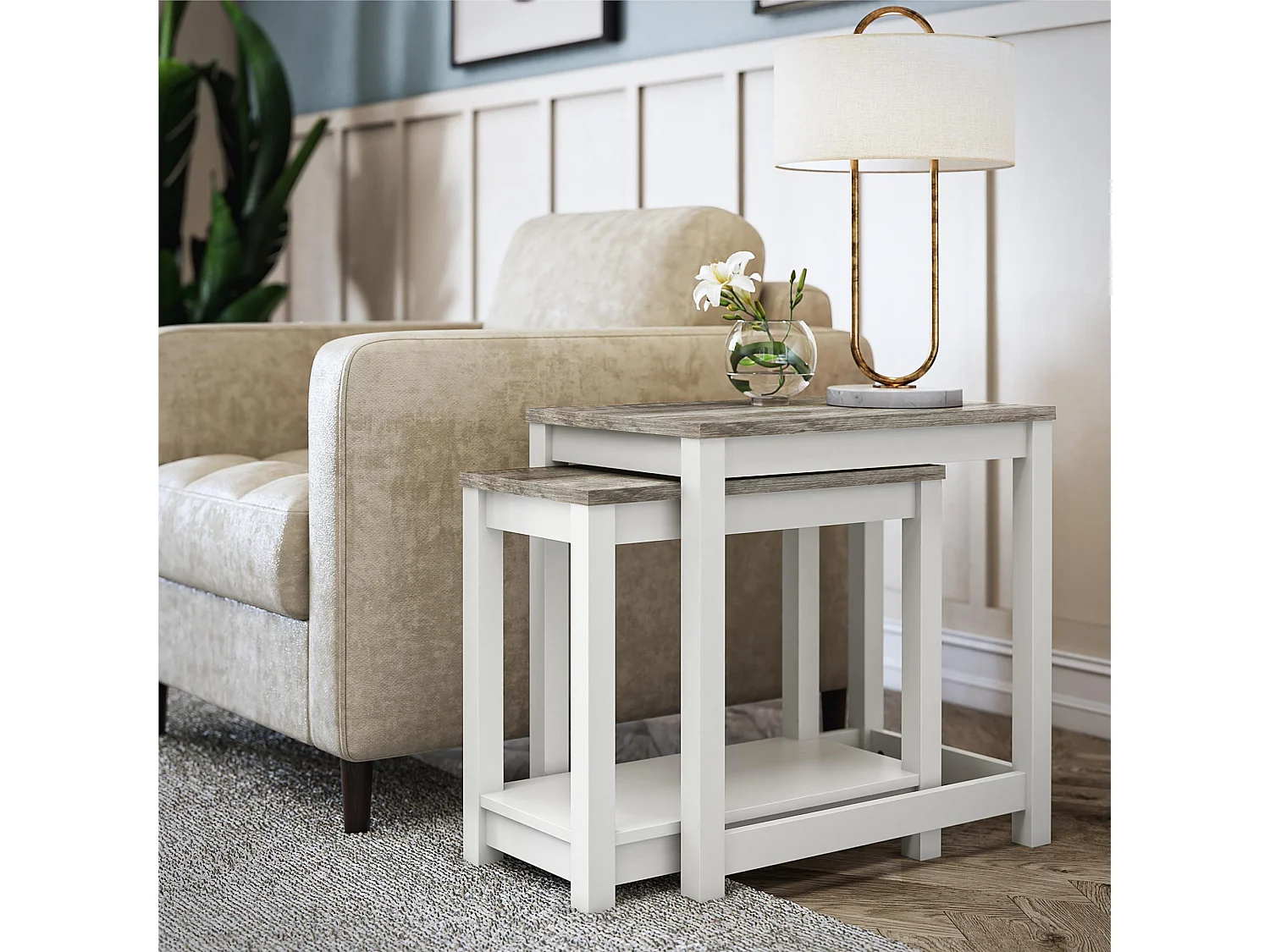 Chapel Hill | Nestbare Tafels in Wit - Eikenlook