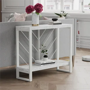 Brielle | Console tafel met 1 Plank in Wit Marmerlook Brielle | Console tafel met 1 Plank in Wit Marmerlook