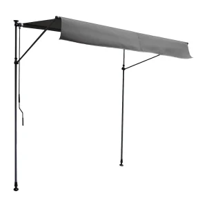 CHENE balkonluifel 2 × 1.2m – Antraciet doek en grijs frame CHENE balkonluifel 2 × 1.2m – Antraciet doek en grijs frame