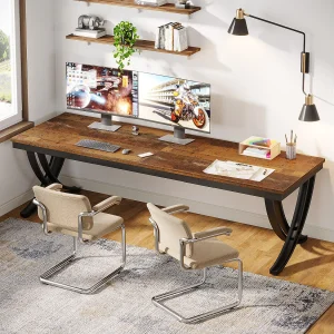 Bureau voor twee personen, extra lang bureau van 200 cm, groot tweepersoonsbureau Bureau voor twee personen, extra lang bureau van 200 cm, groot tweepersoonsbureau