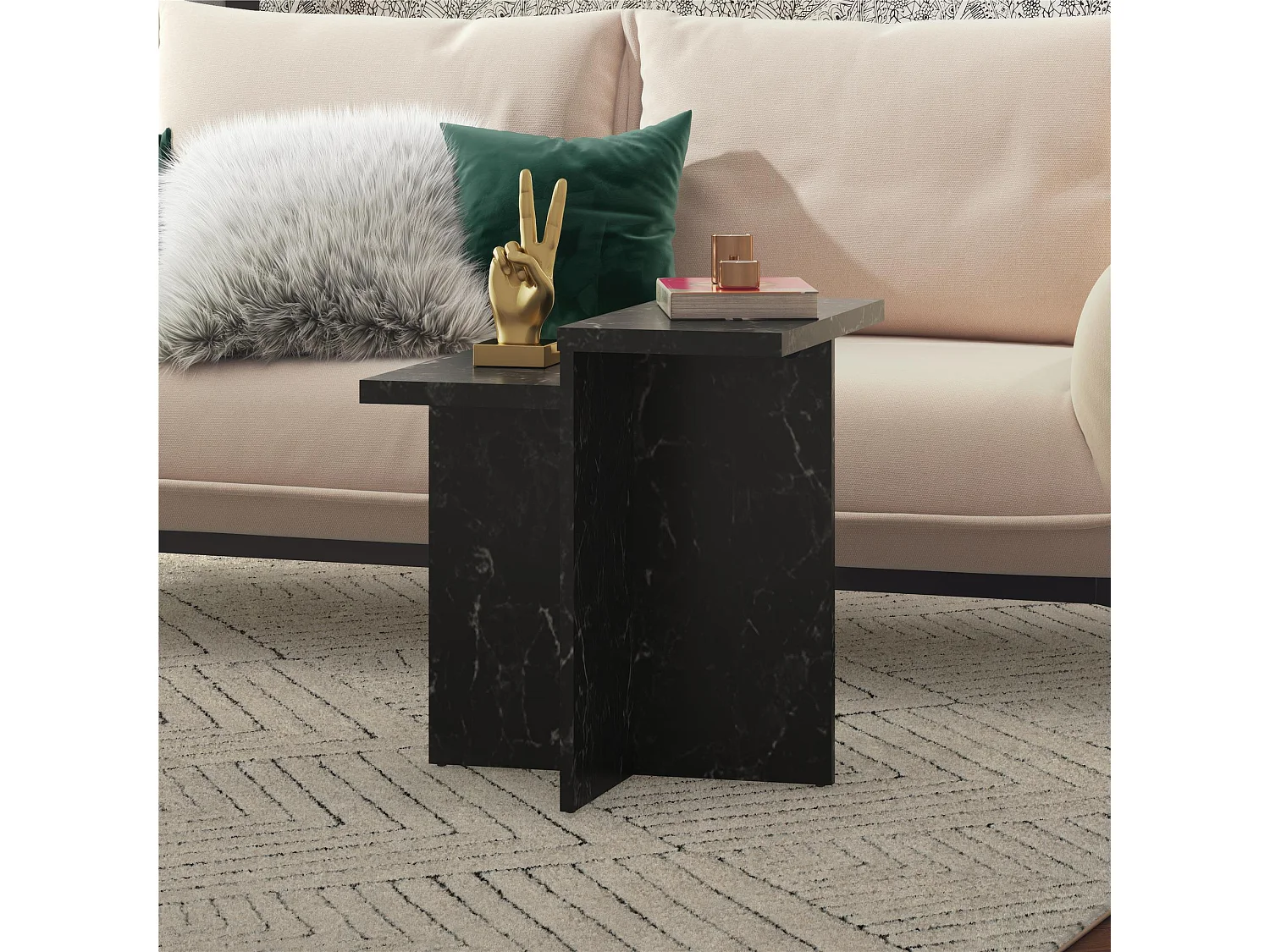 Brielle | Salontafel in Zwart Marmerlook