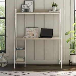 Bushwick ladderbureau. Licht eiken op wit metaal Bushwick ladderbureau. Licht eiken op wit metaal