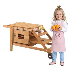 Buitenkeukenspeelgoed voor kinderen 132x59x60,5cm – houten voedselewagen – Imitatiespeelgoed voor 3 jaar+ – Natuur Buitenkeukenspeelgoed voor kinderen 132x59x60,5cm – houten voedselewagen – Imitatiespeelgoed voor 3 jaar+ – Natuur