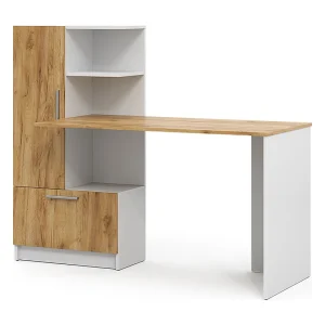 Bureau eik wit/goud 150x59x120 tomy Bureau eik wit/goud 150x59x120 tomy