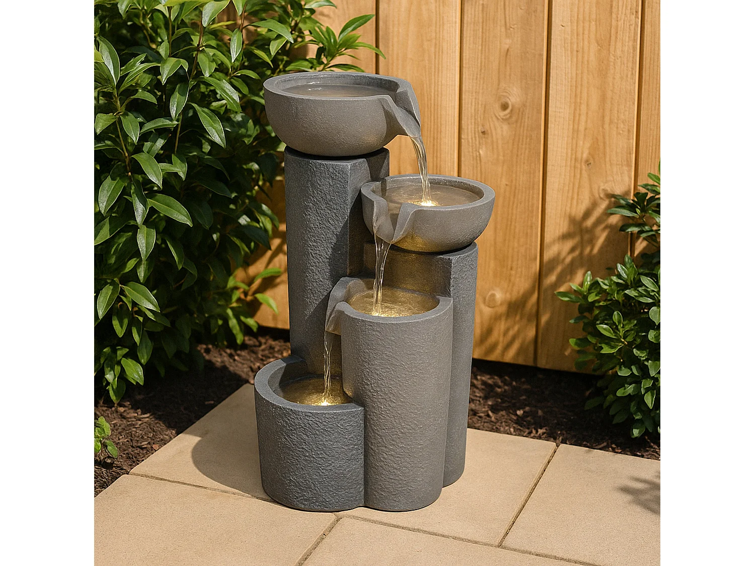 Cascade Buiten Waterornament Elektrisch Tuin Fontein LED Pomp Tranquil Tiers