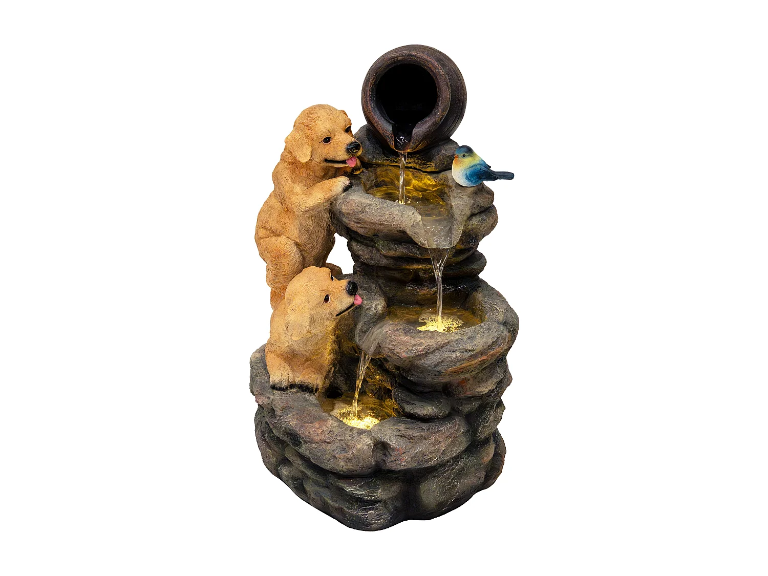 Cascade Buiten Waterornament Elektrisch Tuin Fontein LED Pomp Canine Creek