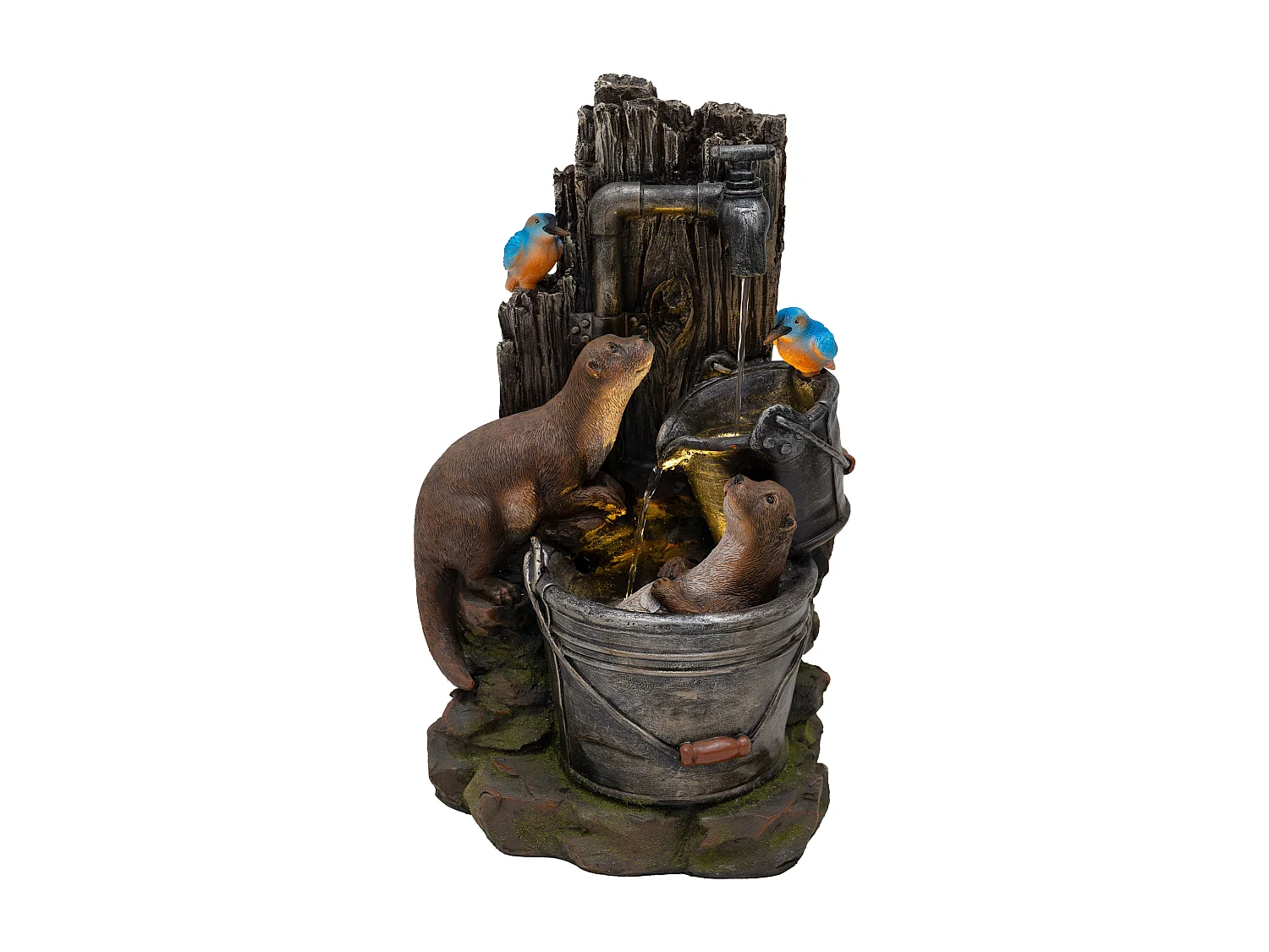 Cascade Buiten Waterornament Elektrisch Tuin Fontein LED Pomp Otter Oasis