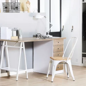 Bureau HEBER Bruin/wit 140 cm 60 cm met opbergruimte Bureau HEBER Bruin/wit 140 cm 60 cm met opbergruimte