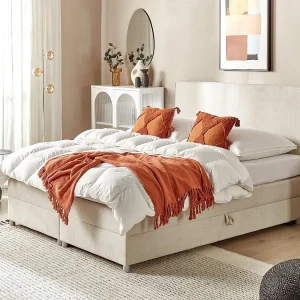 Boxspring met opbergruimte Stof MINISTER 160 x 200 cm Lichtbeige Boxspring met opbergruimte Stof MINISTER 160 x 200 cm Lichtbeige