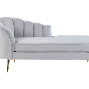 Chaise longue fluweel lichtgrijs linkszijdig ALLIER Chaise longue fluweel lichtgrijs linkszijdig ALLIER
