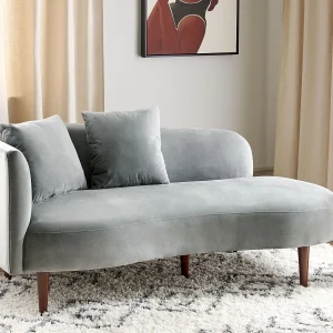 Chaise longue fluweel lichtgrijs linkszijdig CHAUMONT Chaise longue fluweel lichtgrijs linkszijdig CHAUMONT
