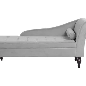 Chaise longue fluweel lichtgrijs rechtszijdig PESSAC Chaise longue fluweel lichtgrijs rechtszijdig PESSAC