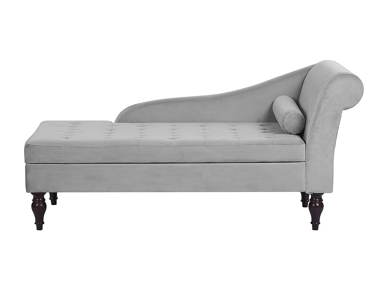 Chaise longue fluweel lichtgrijs rechtszijdig PESSAC