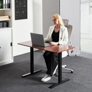Bureau elektrisch verstelbaar zwart/donkerbruin 120 x 60 cm TAVARES