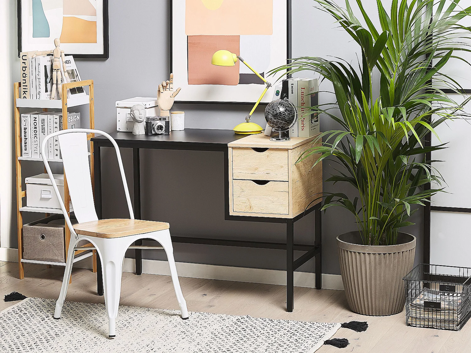 Bureau HARPER Zwart 100 cm 48 cm met opbergruimte