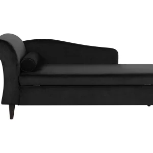 Chaise longue fluweel zwart linkszijdig LUIRO Chaise longue fluweel zwart linkszijdig LUIRO