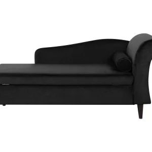 Chaise longue fluweel zwart rechtszijdig LUIRO Chaise longue fluweel zwart rechtszijdig LUIRO