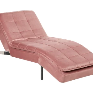 Chaise longue fluweel roze LOIRET Chaise longue fluweel roze LOIRET