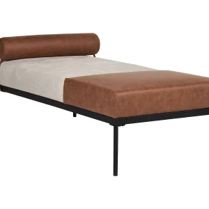 Chaise longue kunstleer/linnen beige/bruin MALMOS Chaise longue kunstleer/linnen beige/bruin MALMOS