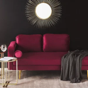 Chaise longue fluweel donkerrood linkszijdig MIRAMAS Chaise longue fluweel donkerrood linkszijdig MIRAMAS